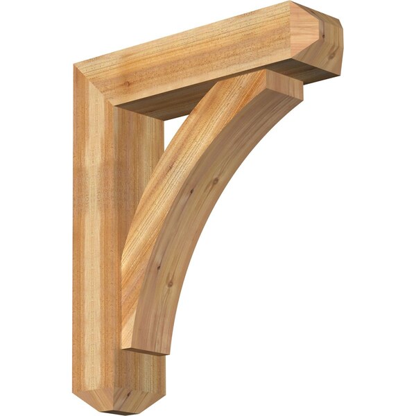 Ekena Millwork Thorton Craftsman Rough Sawn Bracket w/ Offset Brace, Western Red Cedar, 8"W x 32"D x 38"H BKT0806X32X38THR04RWR - main
